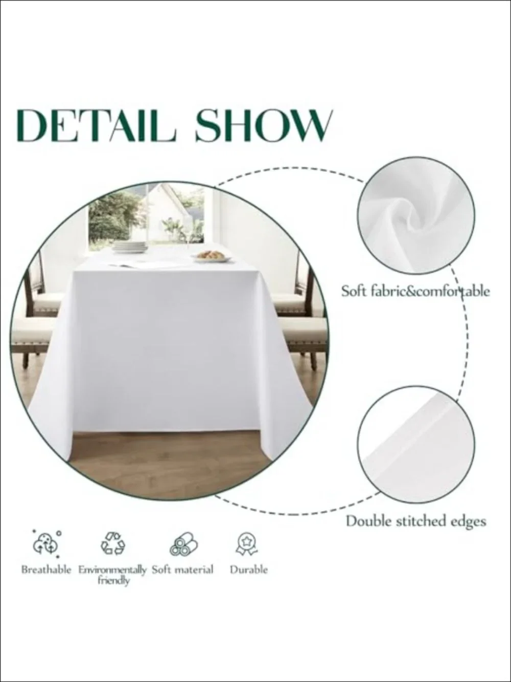 2 Pack Rectangle Tablecloths 90x132 Inch for 6ft Tables Polyester